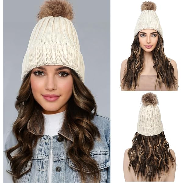 7283 Berets With Hair Attached,winter/autumn Warm Hats With Detachable Hair NOOFNO Berets with Hair Attached,Winter/Autumn Warm Hats  main image 4