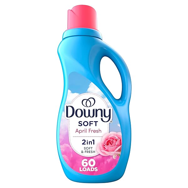 DOWNY SOFT, 2 IN 1 SOFT AND FRESH LIQUID FABRIC SOFTENER, APRIL FRESH, 44 FL OZ, 60 LOADS, FABRIC CONDITIONER LIQUID PROVIDES SOFTNESS AND FRESHNESS FOR FABRICS