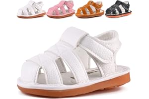 CINDEAR Baby Boys Girls Squeaky Sandals Summer Closed-Toe Anti-Slip Premium Rubber Sole Toddler First Walkers Shoes