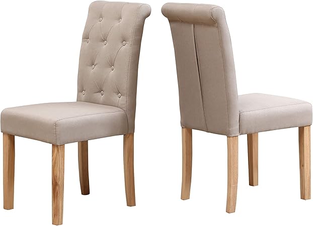 Neo Coppia Di Sedie In Legno Di Quercia Con Schienale Alto Arrotolabile E Gambe In Tessuto 44cm X 56cm X 93 5cm Avorio Amazon It Casa E Cucina