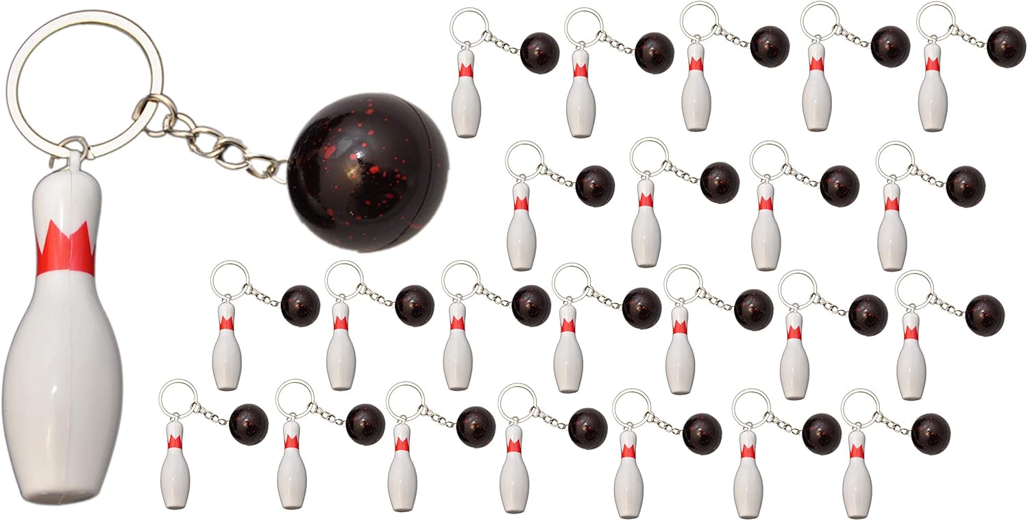 24 X Bowling Pins mit Bowlingkugel Schlüsselanhänger Kegeln Kegel Pin