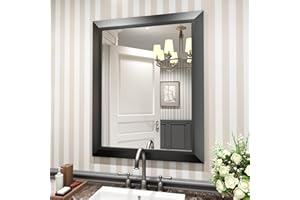 Amorho Black Bathroom Mirror, 24x30 Inch Thick Metal Framed Wall Mirrors for Over Sink, Bedroom, Living Room, Entryway, Rectangle Wall-Mounted Mirrors(Horizontal/Vertical).