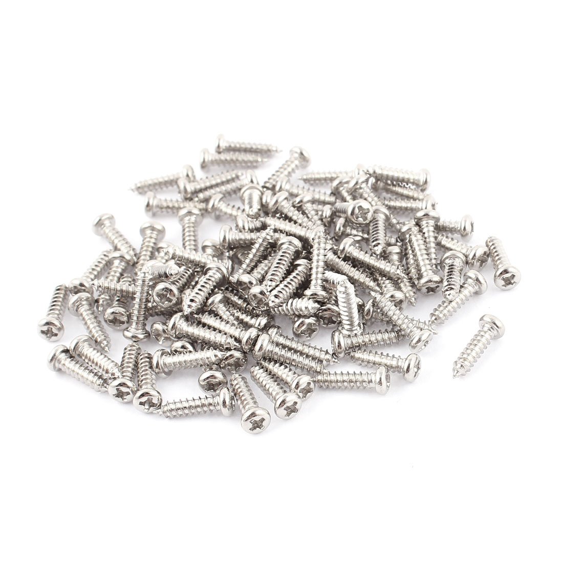 sourcing map 100 Pcs M2.6x10mm Stainless Steel Phillips Round Head Self Tapping Screws Bolts