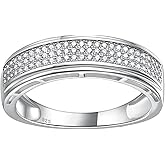 SweetJew Wedding Rings For Men 925 Sterling Silver Rings Men'S Hip Hop Anniversary Wedding Band Gifts For Men Gold Plated 1ct Micro Pave Cubic Zirconia