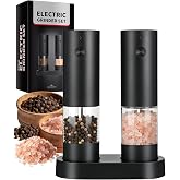 Rechargeable Electric Salt and Pepper Grinder Set 2 Pack, Kitchen Gadgets | 5-Level Adjustable Coarseness, Salt Pepper Shaker