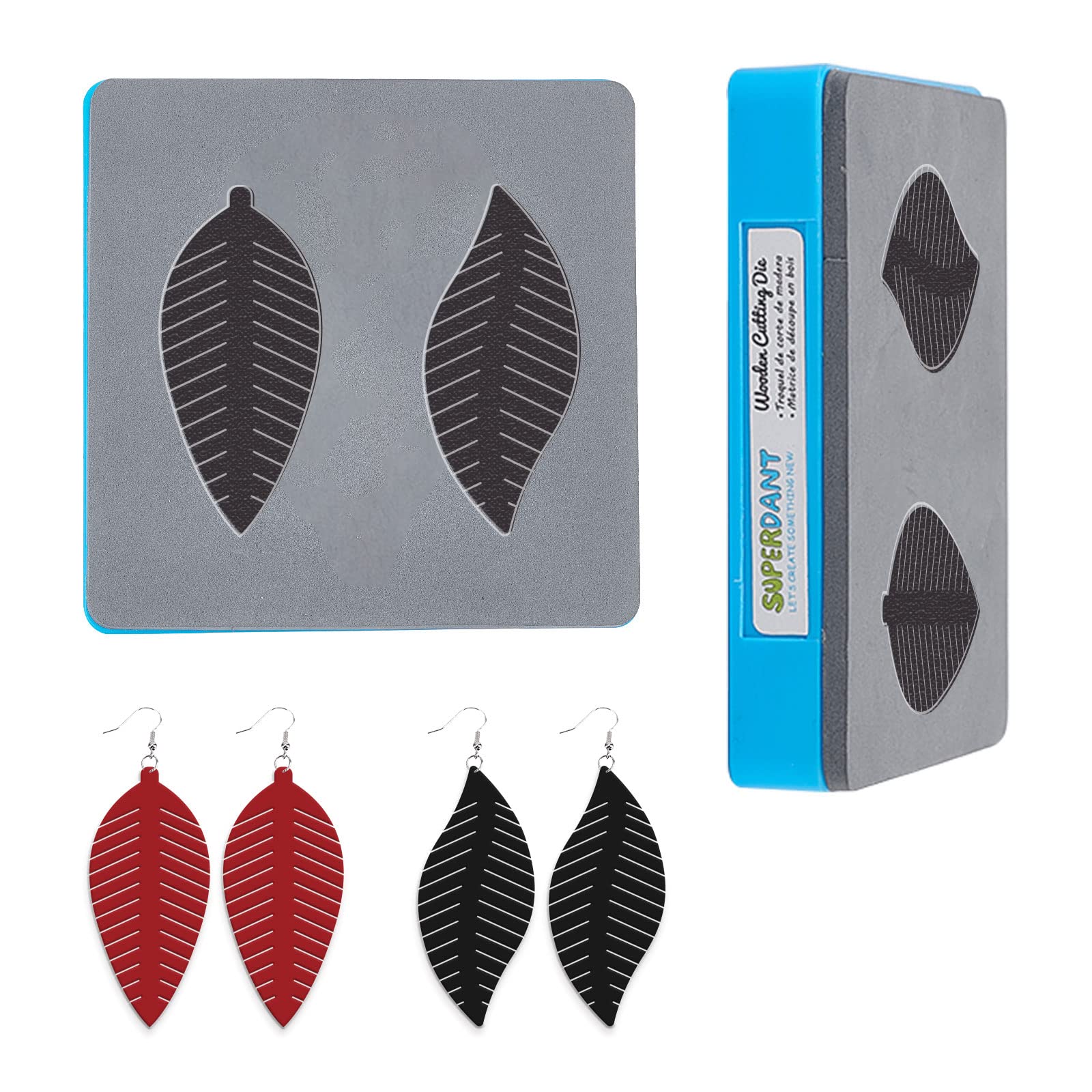 SUPERDANT Tassel Leather Cutting Die 2 Shapes Feather Earrings Wooden Die Cuts Earring Die Cutting for Women Girls DIY Art Crafts Fabric Accessory Earring Jewelry Making