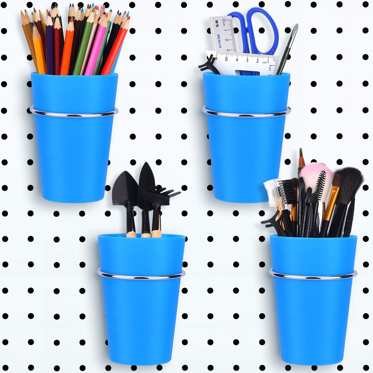 4 Set Pegboard Bins with Rings, Pegboard Metal Hooks