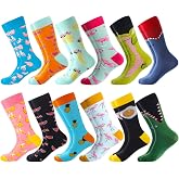 Mens Christmas Socks, Funny Colorful Novelty Crew Gift Socks for Men | Christmas Socks for Men, Soft Cotton Socks with Festive Holiday Patterns for Casual Outfits, Office Wear &amp; Christmas Gifting