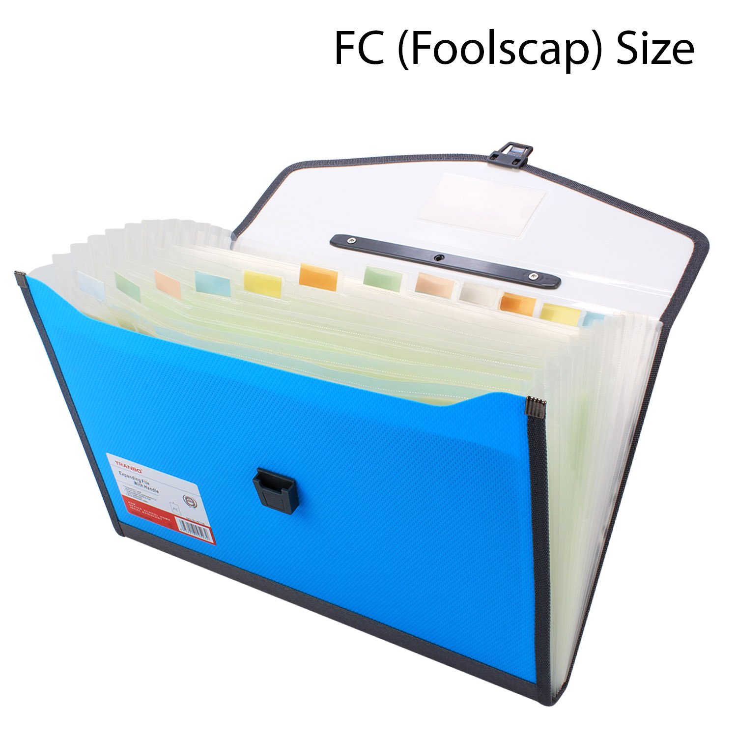 TRANBO Plastic Expanding File Folder with 13 Section Pockets, FC Size