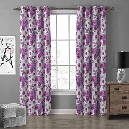 RenteriaDecor Mauve Grommet Blackout Curtains Vivid Rasberries Branch