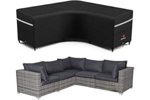 Rosefray Outdoor V-Shaped Sectional Cover - 600D Patio Sectional Sofa Cover, Waterproof Furniture Covers for Deck, Lawn，Backyard 85”x85”Black