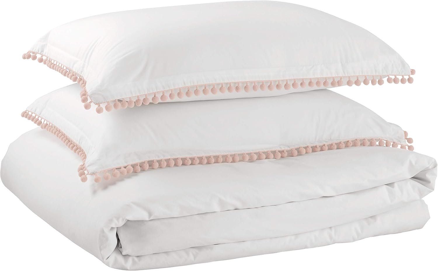 Brand – Rivet Pom-Pom Duvet Comforter Cover Set, Full / Queen, 90" x 90", Blush: Home & Kitchen