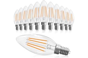 GvvooHome E12 Candelabra Bulb 40 watt Equivalent, E12 LED Bulb Dimmable Chandelier Light Bulbs, B10 Candle Light Bulbs 2700K Soft White, 90+CRI, 400LM, Cear Glass, 12 Pack