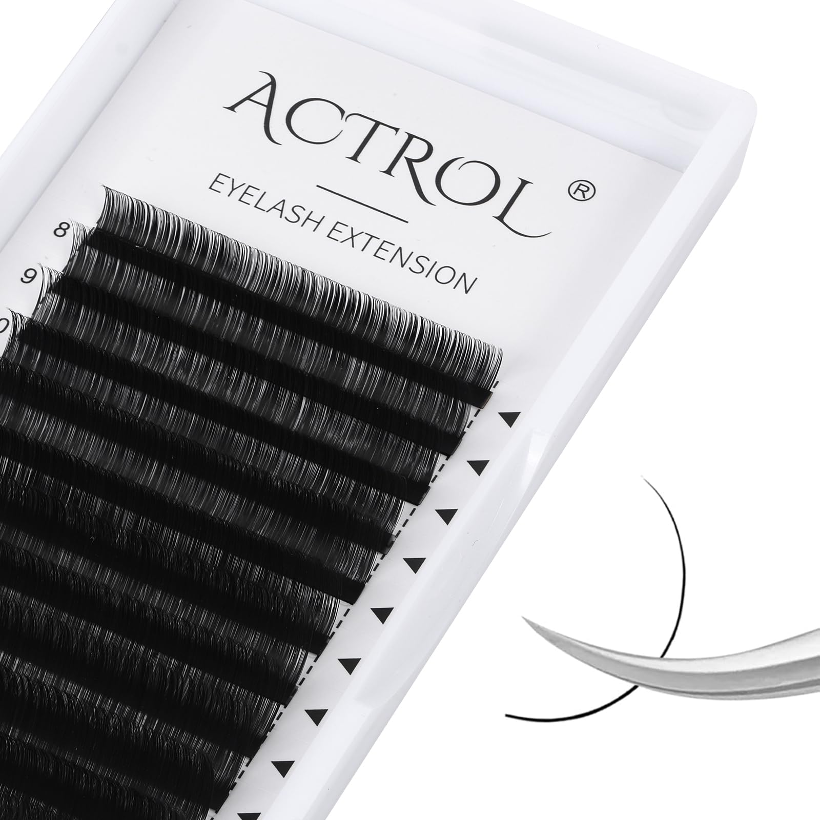 ACTROL Classic Eyelash Extension Volume Lashes Tray Supplies Matte Black Professional Lashes（0.10-D-8-15mix）