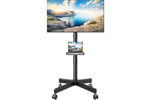 MOUNTUP Rolling TV Stand Mobile TV Cart for 23-60" TVs, Portable TV Floor Stand with Wheels for 27 32 40 43 50 inch Flat/Curved TVs, Height Adjustable, Tilting Mount, Max VESA 400x400mm, MU1117