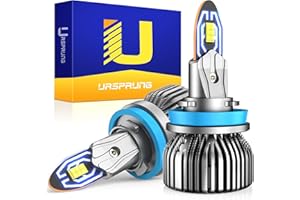 Ursprung H11/H8/H9 Light Bulbs, 18000 Lumens 6500K Super Bright Halogen Replacement with Mini Size Plug and Play CANBUS Ready, IP68 Waterproof Light Bulbs, Pack of 2