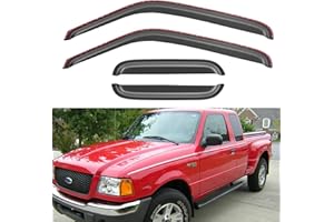 YQAUTEC in-Channel Window Visors Rain Guards Shield for 1999-2011 Ford Ranger SuperCab, Window Vent Wind Deflectors Visors Shades for 1999-2008 Mazda B3000, 1999-2010 Mazda B4000 Extended Cab