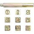 Yoption 10 Piece Leather Stamping Tool Set, Number 0-8 Stamps 13mm + 1 Stamping Handle for Leather Craft