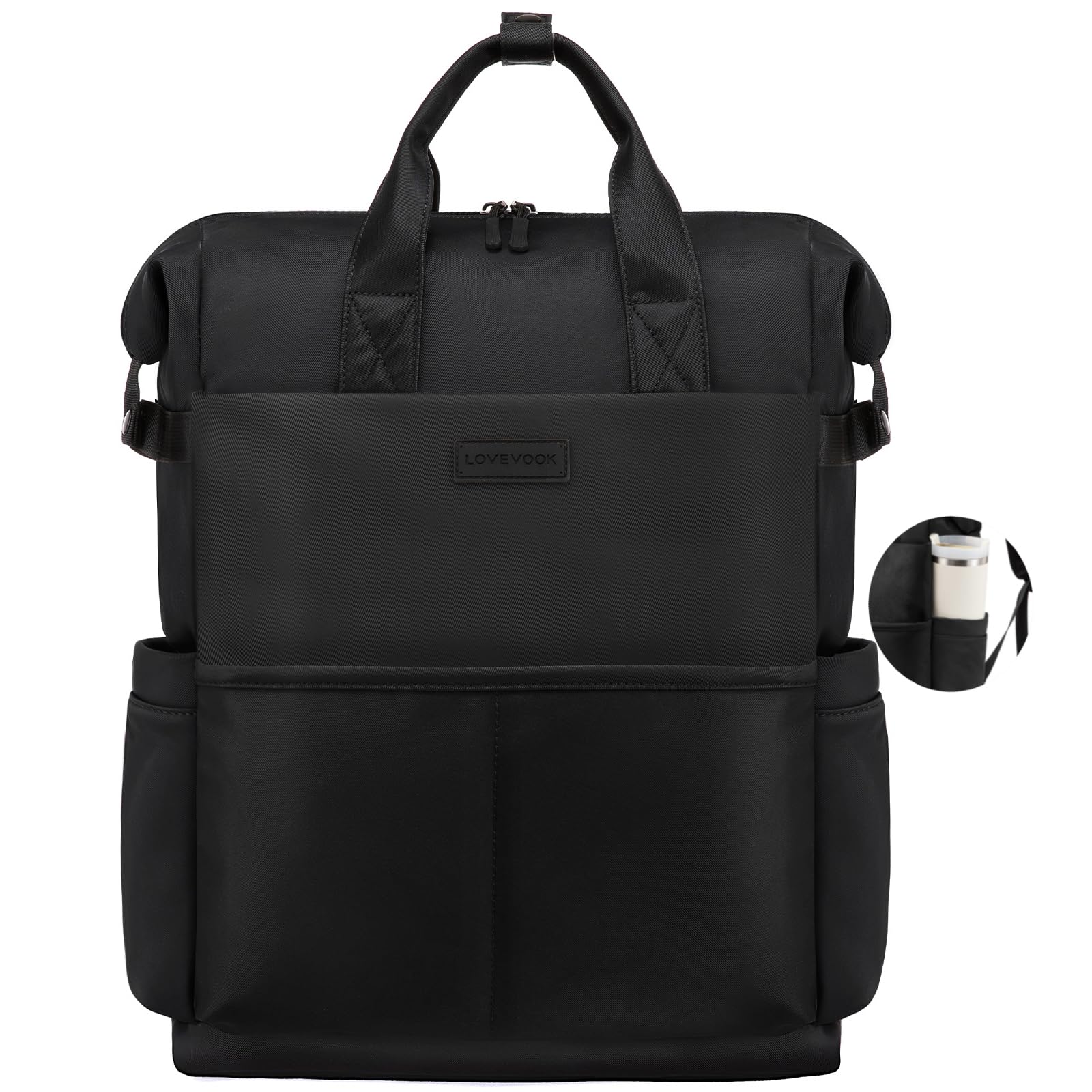 Photo 1 of LOVEVOOK Laptop Backpack for Women, 15.6 Inch Work Travel Black Business Backpack Purse for School College Bookbag for Teen Girls Computer Backpack for Teacher Nurse