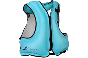Omouboi Inflatable Snorkel Jacket Adult with Leg Straps for Men Women Snorkel Vest for Snorkeling Diving Swimming-New Packaging(Blue)