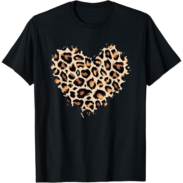 Amazon.com: Cool Cheetah Leopard Print Heart T-Shirt T-Shirt