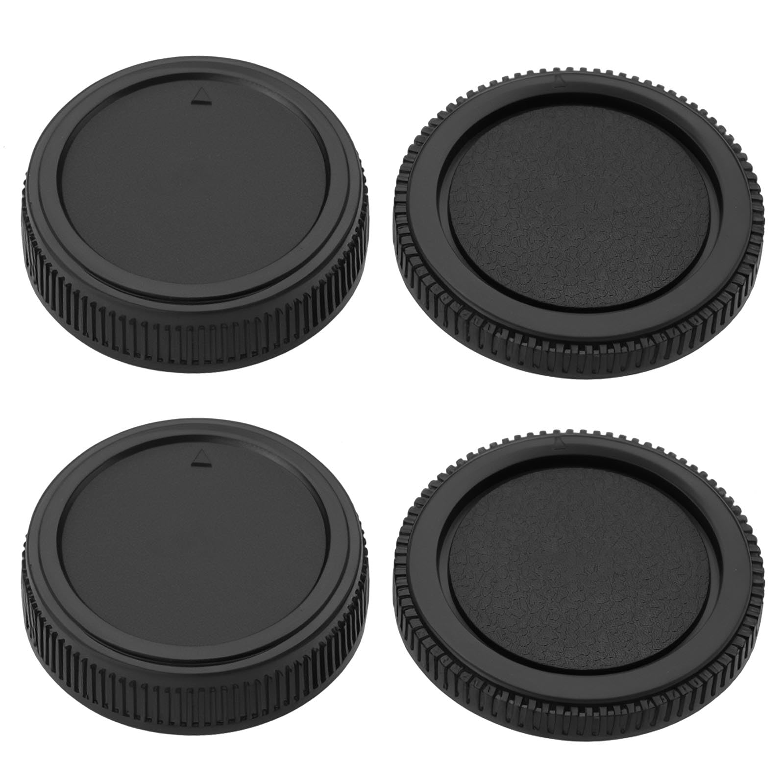 ECSiNG 2 Sets Body Cap Lens Rear Cover Cap Replacement Kits Compatible with Olympus OM Mount Lens Cameras Protective Dust Covers Caps Black