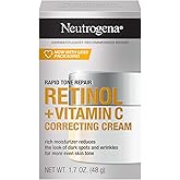 Neutrogena Rapid Tone Repair Retinol + Vitamin C Correcting Cream, Face Moisturizer with Retinol, Hyaluronic Acid & Vitamin C for Dark Spots & Discoloration, 1.7 oz