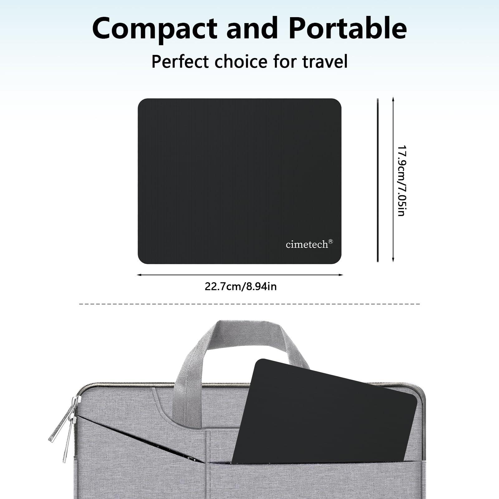 cimetech Mauspad 230 x 180 x 1 mm Gaming Mousepad für alle Maustypen (Kugel, Optisch, Laser) mit stark haftender Unterseite für optimalen Halt Wasserdicht Mausmatte Schwarz 5