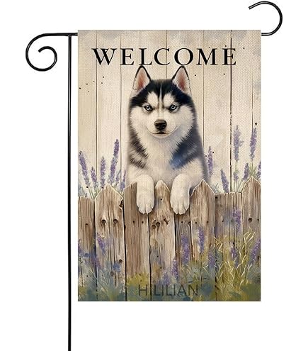 Huskies Gartenflagge 'Welcome We Hope You Like Huskies' – 45,7 X 31,8 Cm, Doppelseitig Bedruckt, Wetterfest Aus Polyester