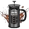 Panana 34 Ounce 1 Liter French Press Coffee Maker, Heat Resistant Borosilicate Glass Coffee Press, Cold Brew Coffee Pot Tea Press for Kitchen, Stainless Steel (Dark Pewter)
