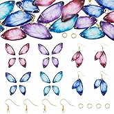 16 Pcs Resin Butterfly Wing Charms Cute Fairy Wing Charms DIY Insect Dragonfly Wings Pendants Earrings Making Kit with 20 Pcs Jump Rings Earring Hooks for Women Jewelry Making