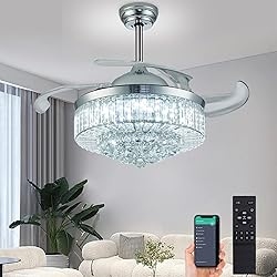 PAFRUMGE 48" Dimmable Fandelier Crystal Ceiling