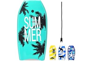 GYMAX Boogie Boards for Beach, 33”/37”/41” Super Lightweight Bodyboard with HDPE Slick Bottom & Premium Wrist Leash, Durable Bodyboard for Teens and Adults