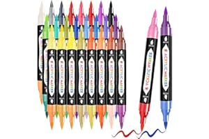 TBC The Best Crafts 24 Colors Dual Tip Acrylic Paint (48 colors/24 pieces), Waterproof, Non-Toxic, odorless, Suitable for Paper, Pottery, Stones, Backpacks, Glass