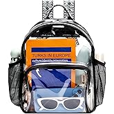 Lyingflat Clear Backpack for Stadium Events 12x12x6 Small Clear Backpack for Concert Sport Events Work Travel, Green Block