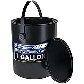 Master Elite 1 Gallon Empty Plastic Paint Can Bucket - Triple Lock Airtight Lid Seal, 128 fl. oz. All-Plastic Coating Storage Container Can - Pail Handle, Dent & Rust Proof, Odor & Chemical Resistant