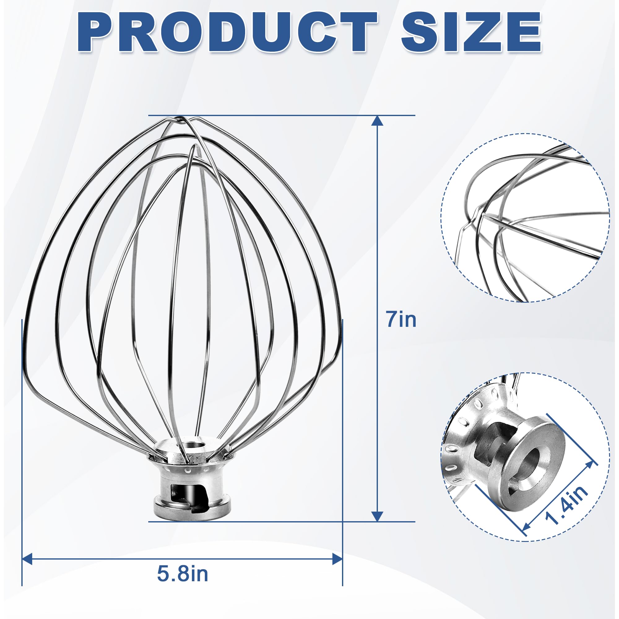 Whisk Attachment for Kitchen Aid 6 Qt Bowl-Lift Stand Mixer, Stainless Steel 6-Wire,Replace KN256WW,for Professional 6 & 600, KD26,KP26,KL26,KT26,KV25 by TOMOON