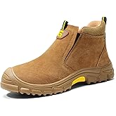 GLANOUDUN Welding Work Boots for Men Slip on Steel Toe Shoes for Men Indestructible Steel Toe Boots Welder Men's Working Shoes Fireproof Safety Footwear for Construction Men's Work & Safety Footwear
