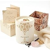 Healing Crystal Candle Gift for Women - Vanilla Cashmere Luxury Soy Candle with Crystals - Rose Quartz & Citrine - Gift-Ready Aromatherapy Candle for Stress Relief, Meditation & Manifestation