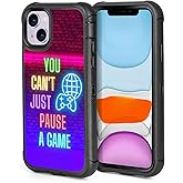 XWMHHP Compatible with iPhone 15 Case Funny You Can't Just Pause A Game Design for Boys Kids Teens, 3-Layer Rugged Shockproof Anti-Slip Hard Bumper Silicone Rubber Heavy Duty Protection Cover