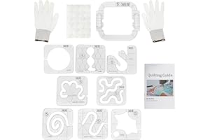 DABLINE 13 PCs Quilting Template Set Includes 8 Quilting Templates, Quilting Frame/Gloves/Stickers/Guide. Free Motion Quilting Rulers and Templates