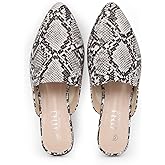 MUSSHOE Pointed Toe Mules for Women: Comfortable Slip On Flats with Soft Memory Foam - Non-Slip Lightweight Backless Loafers for Office Work & Business Casual