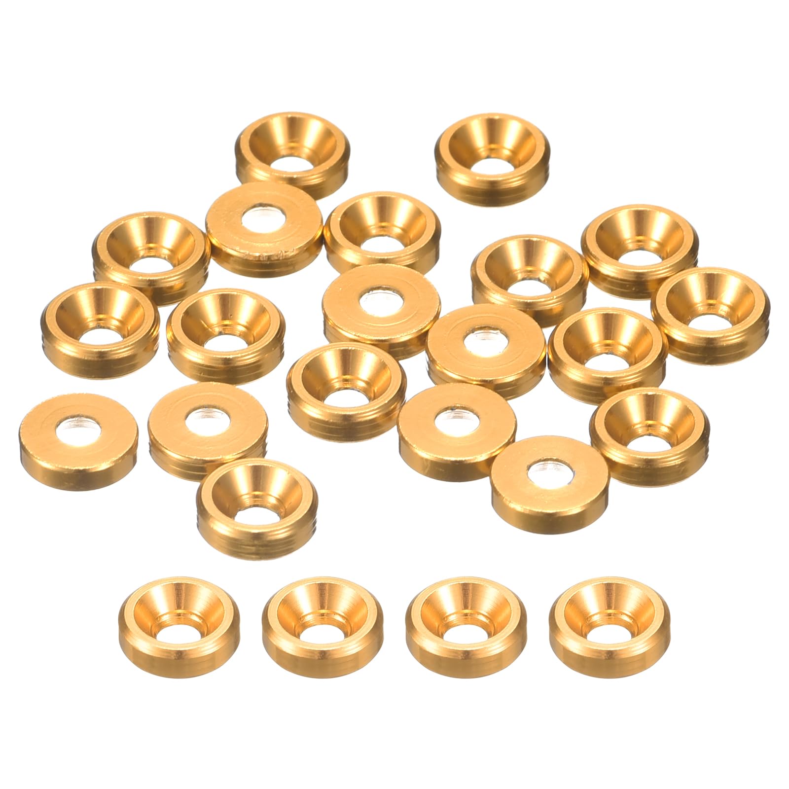 Photo 1 of uxcell 50 Pcs M2 Finishing Countersunk Washers, Aluminum Alloy Screw Gaskets, Cup Head Washer Gasket for Mechanical Accessories Parts, Gold