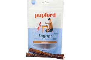 Pupford Thick Bully Sticks for Dogs & Puppies, Smoked for Improved Smell, Natural, Long-Lasting, Single Ingredient Chews for Small & Medium Breeds (6", 4 Count)