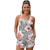 Hresuewn 2 Piece Tankini Swimsuits for Women Athletic Bathing Suits Swim Tank Tops with Sports Shorts Bathing Suits S-6XL