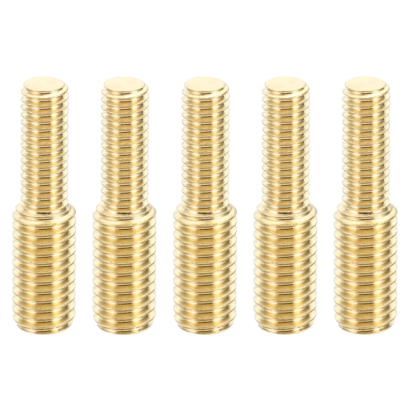 PATIKIL M6x16mm to M8x16mm Double End Threaded Stud Screw Bolt, 5 Pack Brass Rod Bolts Thread Reducer Adapter for Furniture Fastener, Hardware Connector