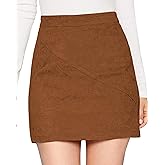 MANGOPOP Mini Faux Suede Skirt for Women High Waist Skirts