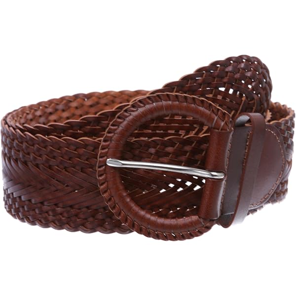 Beltiscool 2 Inch Wide Genuine Leather Braided Woven Round  display picture 2