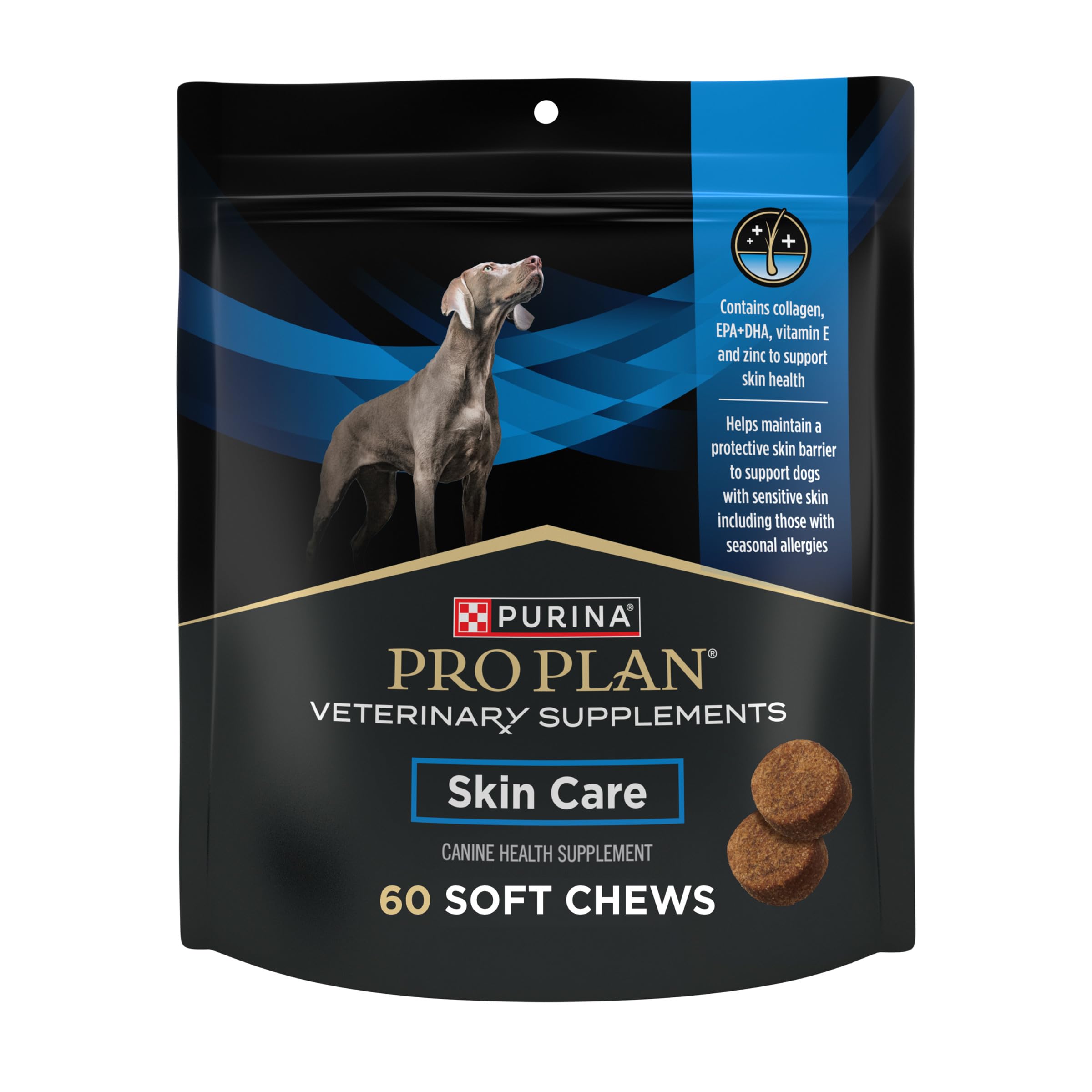 Purina Pro Plan Veterinary Supplements Skin Care Dog Supplements with Omega-3 Fish Oil and EPA and DHA – 60 ct. Pouches