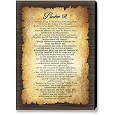 JANLAN Psalm 91 Wall Art,Inspirational Bible Verses Wall Decor,Religious Canvas Wall Decor,Vintage Scripture Wall Art for Christian Home Office Church